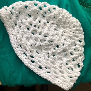 Cotton crochet lace beanie hat